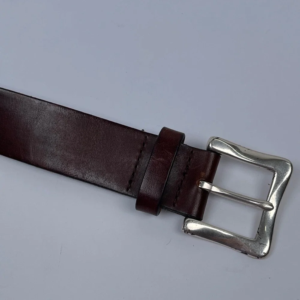 Vintage Gap Leather Belt Men M Brown Solid Brass Buckle Made in USA 90s Y2K